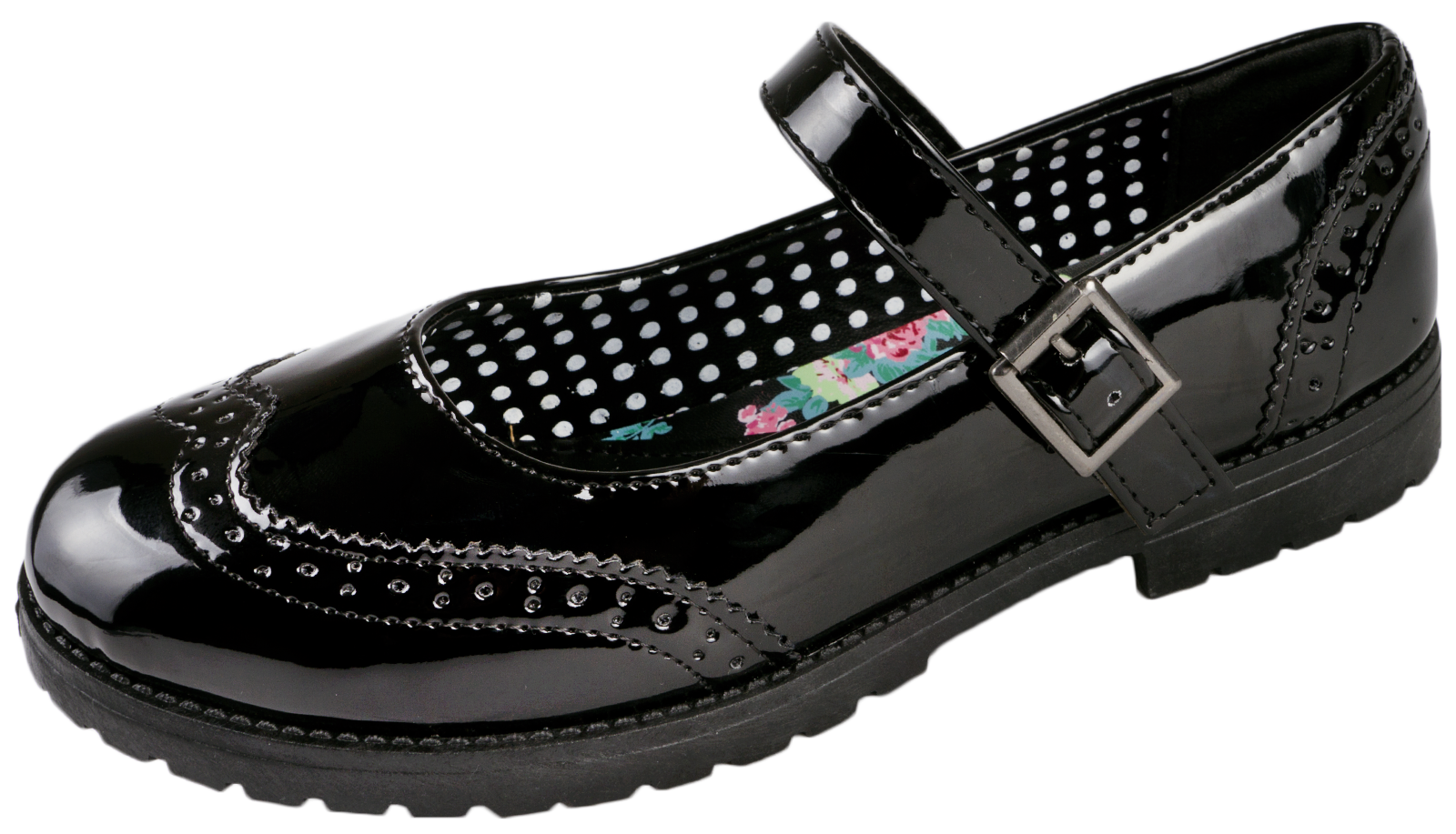 Girls Womens Kids Black Mary Jane / T Bar School Shoes Flat Chunky Brogues Size | eBay